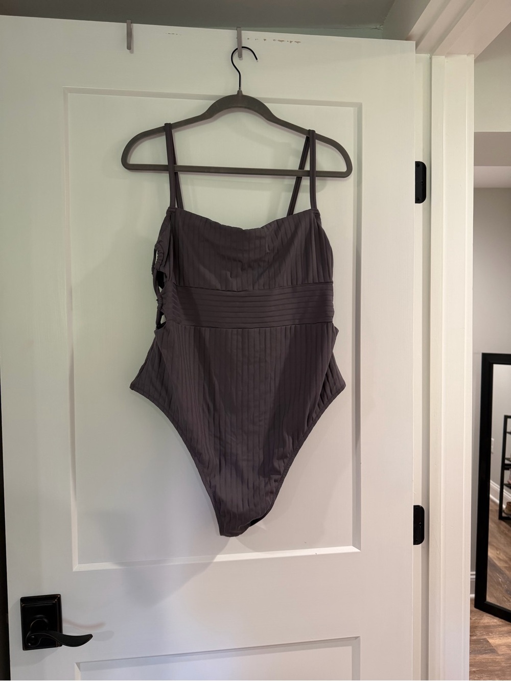 Target Women's One-Piece Swim Bodysuit in Charcoal Gray